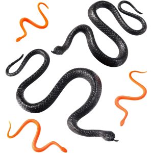 Black & Orange Plastic Snakes. 24ct