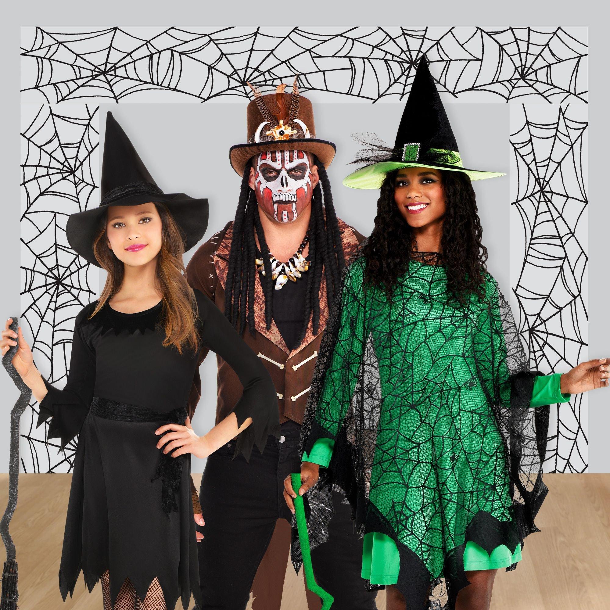 Classic Black & White Spiderweb Plastic Scene Setter Add-Ons. 5.4ft x 5.4ft