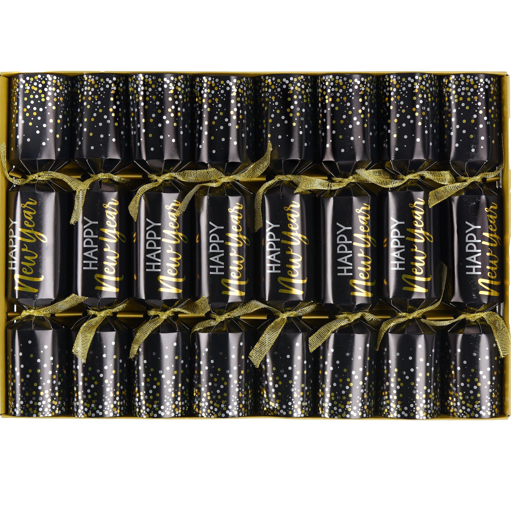 Black. Silver. & Gold New Year's Crackers. 8ct - Image 2