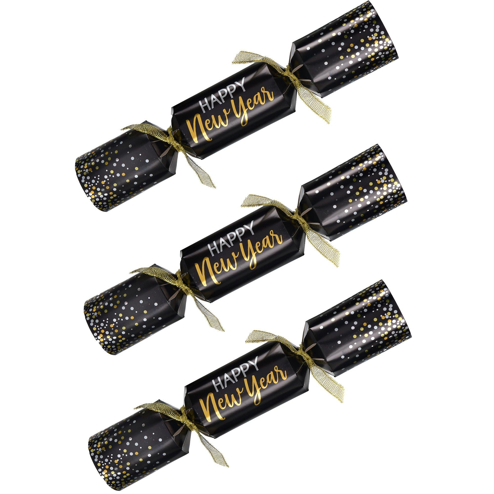 Black. Silver. & Gold New Year's Crackers. 8ct - Image 3