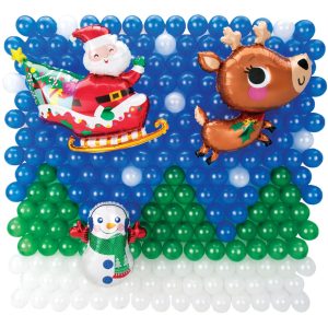 Air-Filled Santa Christmas Foil & Latex Balloon Backdrop Kit. 6.25ft x 5.9ft
