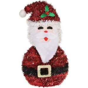 Santa Claus 3D Tinsel Christmas Decoration. 5.25in x 10.25in