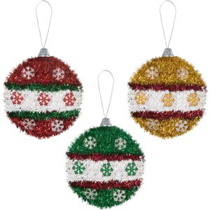 3D Tinsel Christmas Ornament. 5.25in x 6in