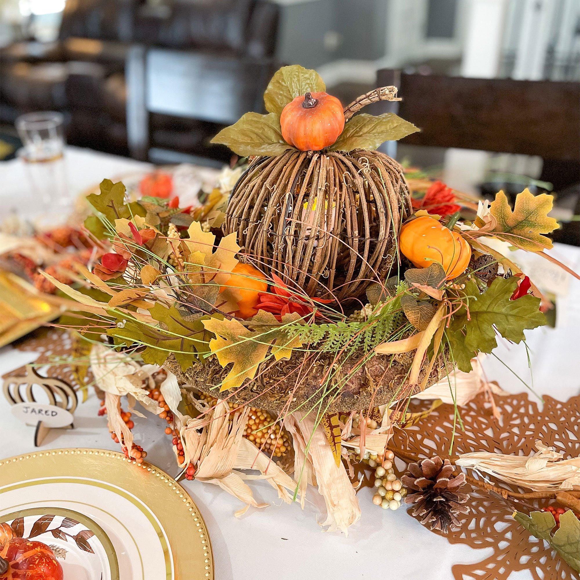 Fall Natural & Synthetic Pumpkin Decoration. 8in - Image 2