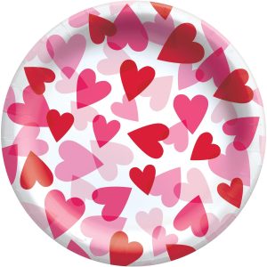 Heart Party Paper Lunch Plates. 8.5in. 20ct