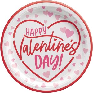 Happy Valentine's Day Paper Lunch Plates. 9in. 8ct - Cross My Heart