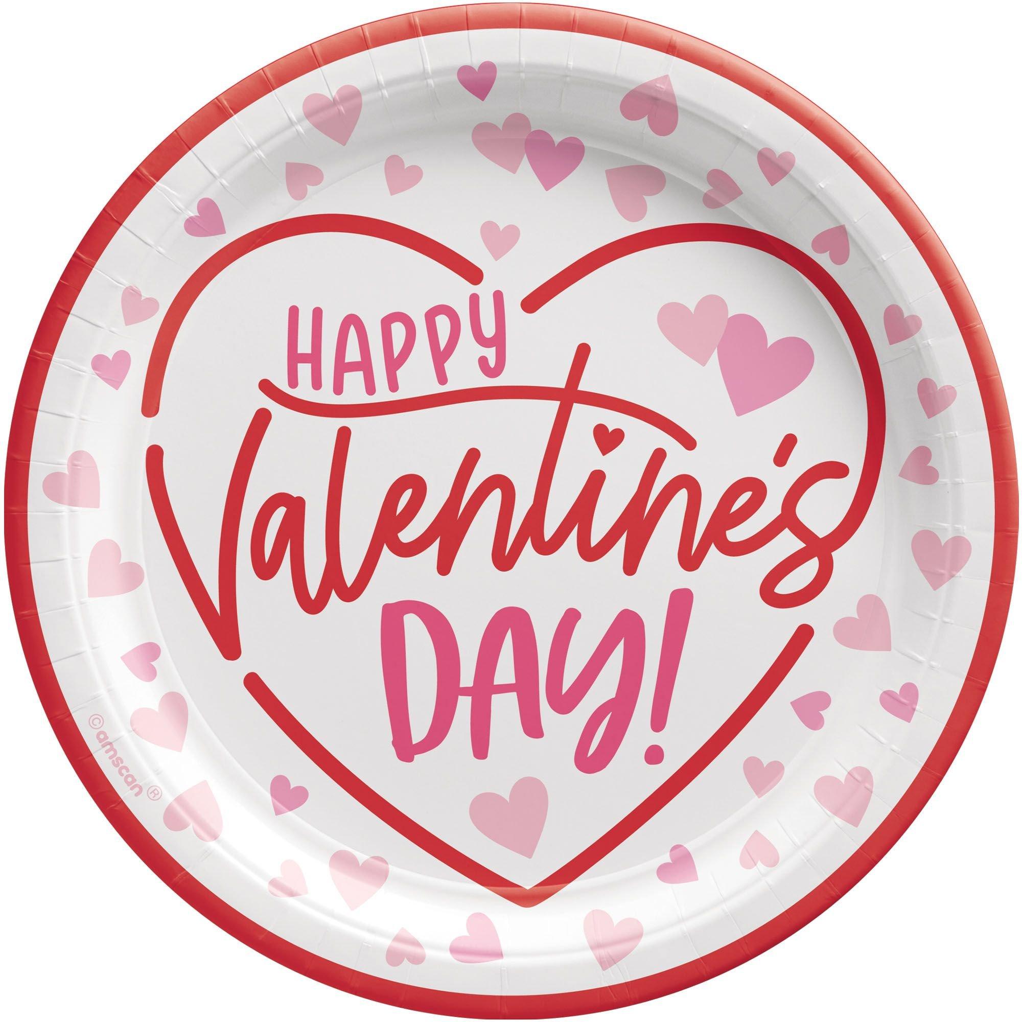 Happy Valentine's Day Paper Lunch Plates. 9in. 8ct - Cross My Heart