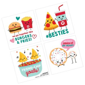 Valentine's Day Food Friends Tattoos. 48ct