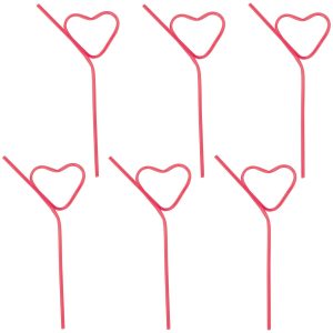 Red Heart-Shaped Plastic Silly Straws. 10ct