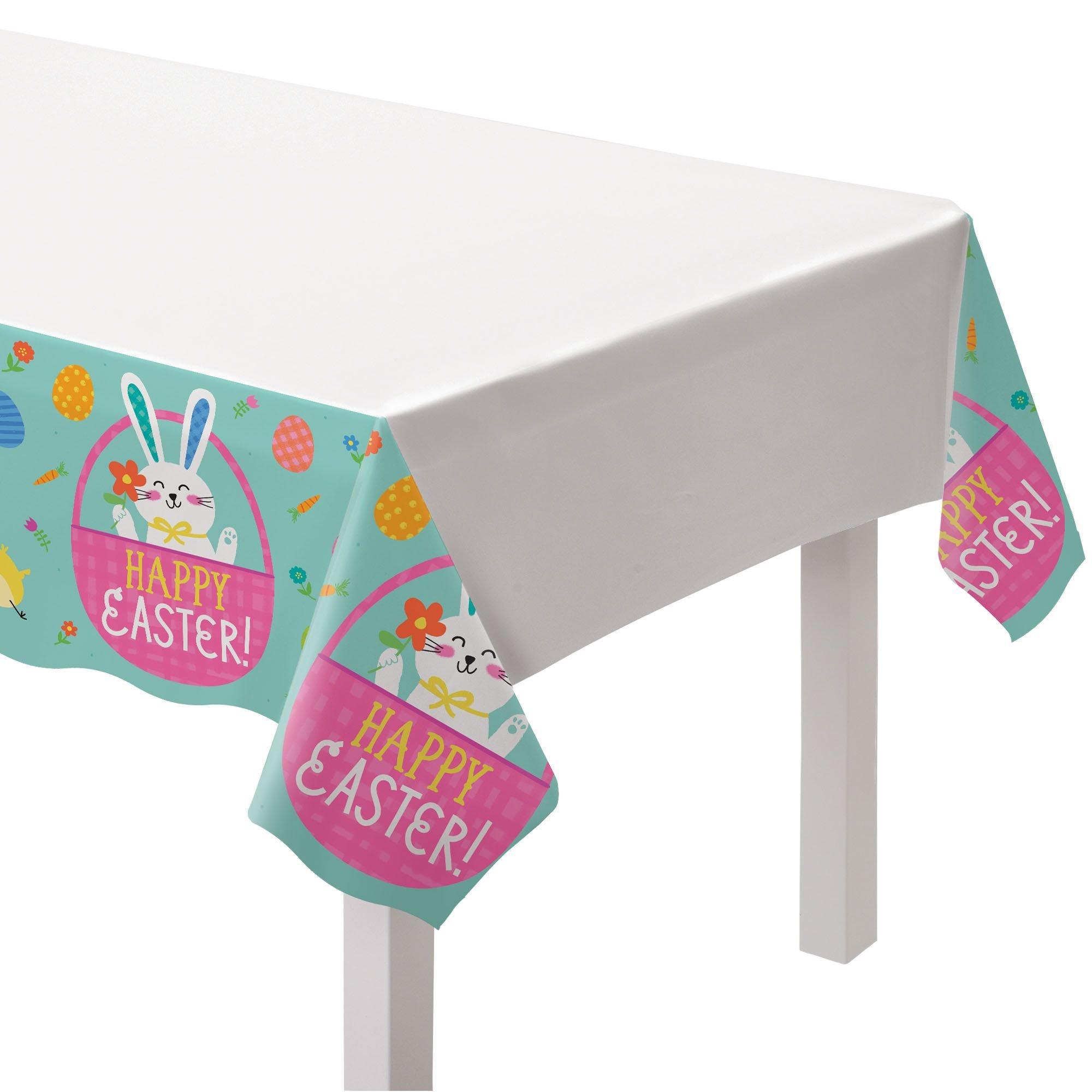 Funny Bunny Easter Plastic Table Cover. 54in x 102in