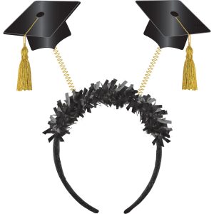 Grad Caps Fabric & Tinsel Head Bopper. 9.3in x 9.6in