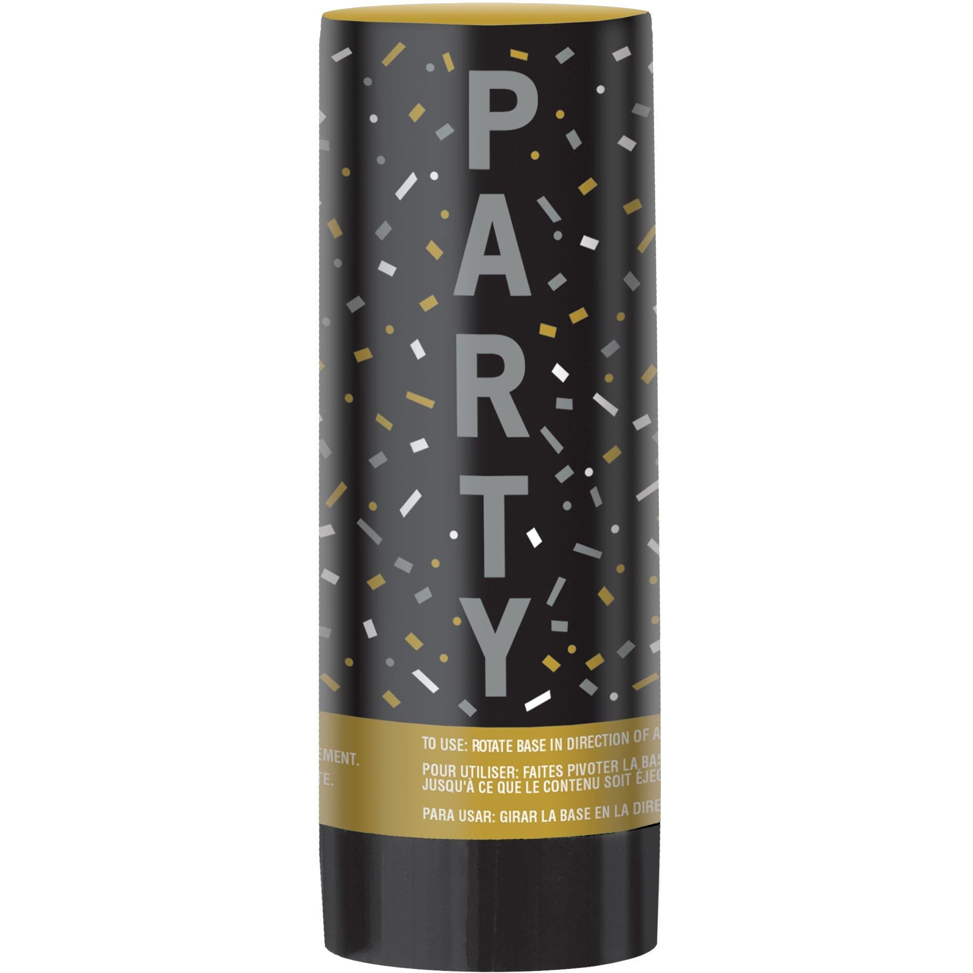 Black. Gold & Silver Graduation Plastic & Foil Confetti Poppers. 3.6in. 3ct