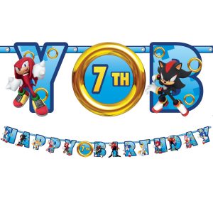 Sonic the Hedgehog Cardstock Birthday Banner Kit. 10.5ft