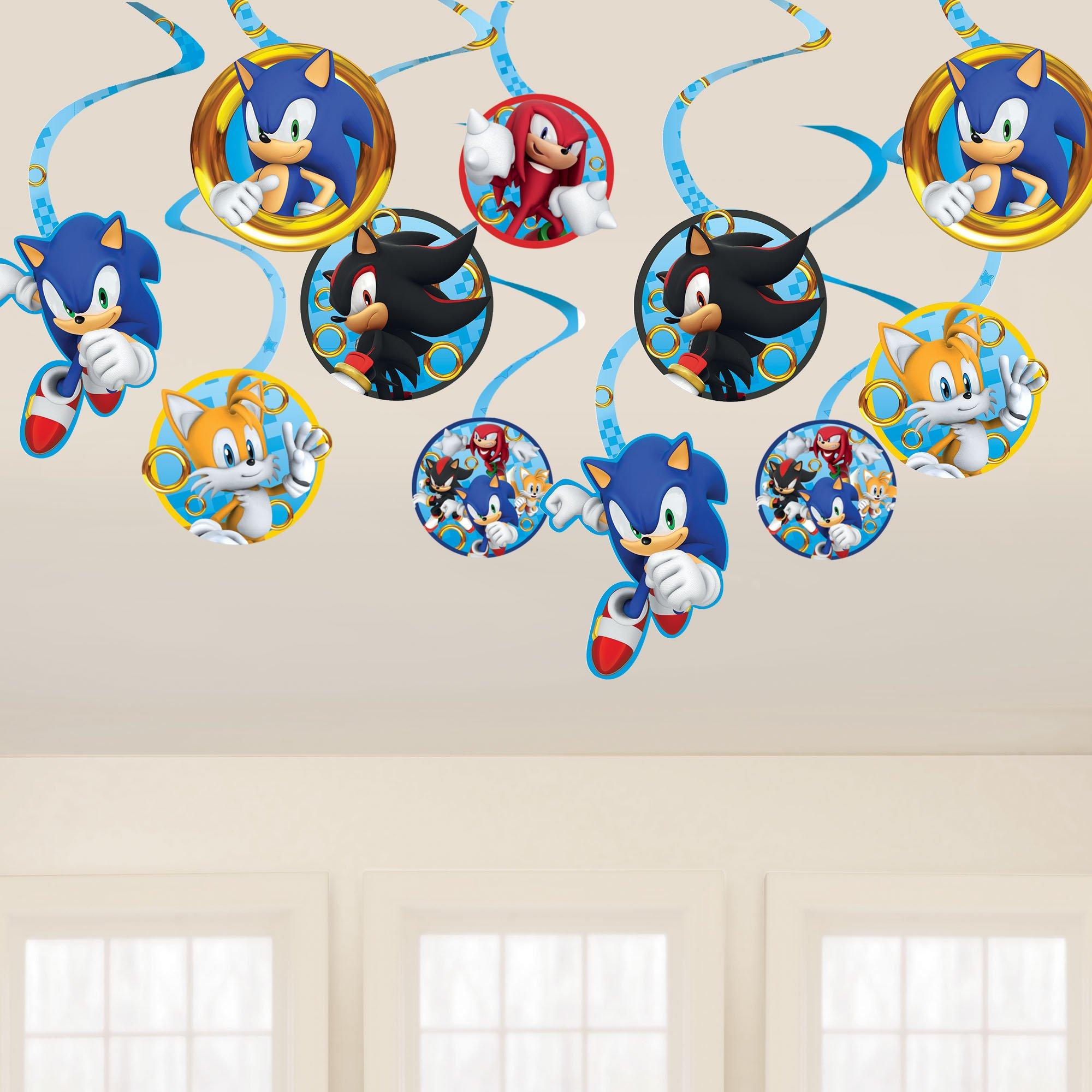 Sonic the Hedgehog Cardstock Swirl Decorations. 12ct