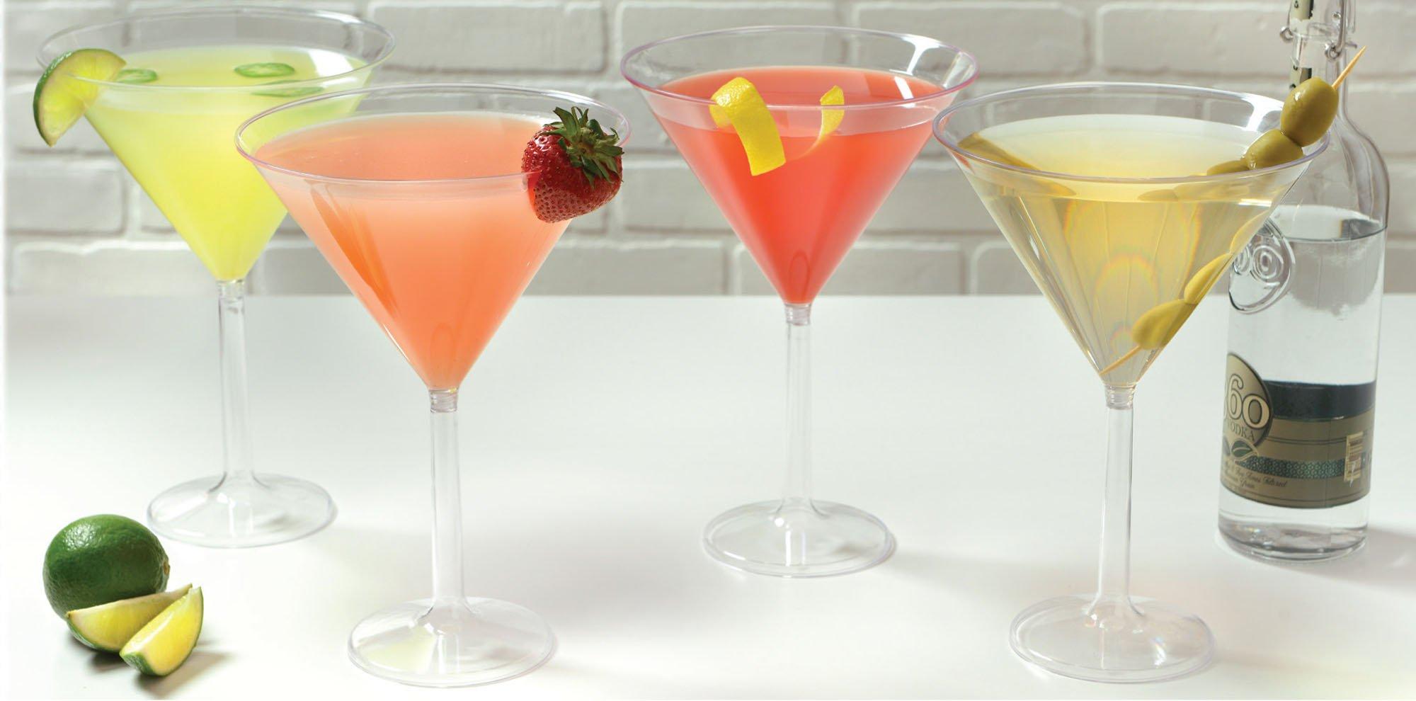 Jumbo Clear Plastic Martini Glasses. 25oz. 4ct
