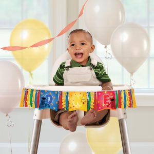 Everyday Sesame Street 1st Birthday Cardstock & Fabric High Chair Decoration. 38in