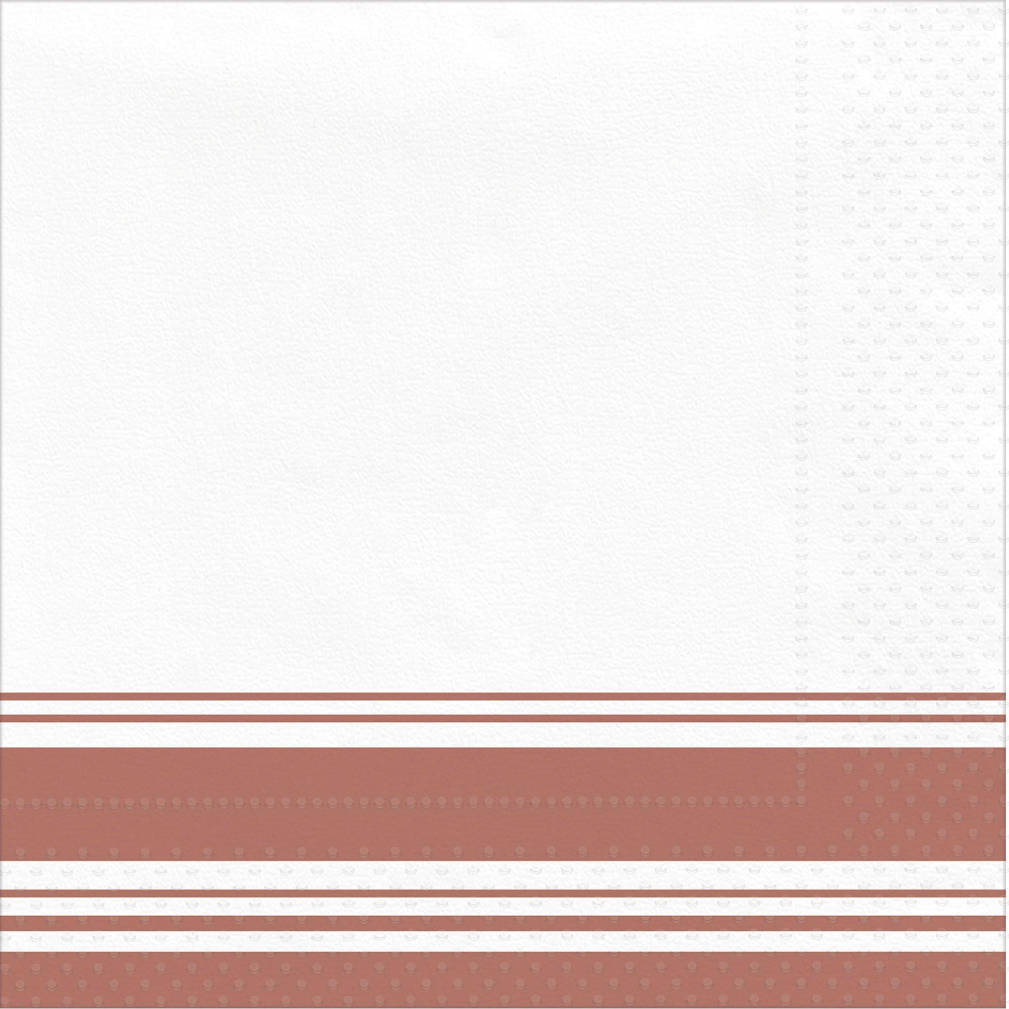 Rose Gold Striped Border Premium Dinner Napkins. 8in. 40ct