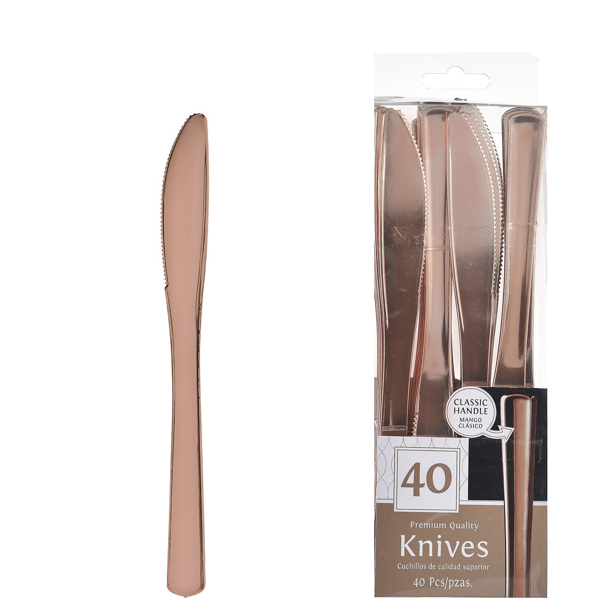 Rose Gold Premium Plastic Knives. 40ct