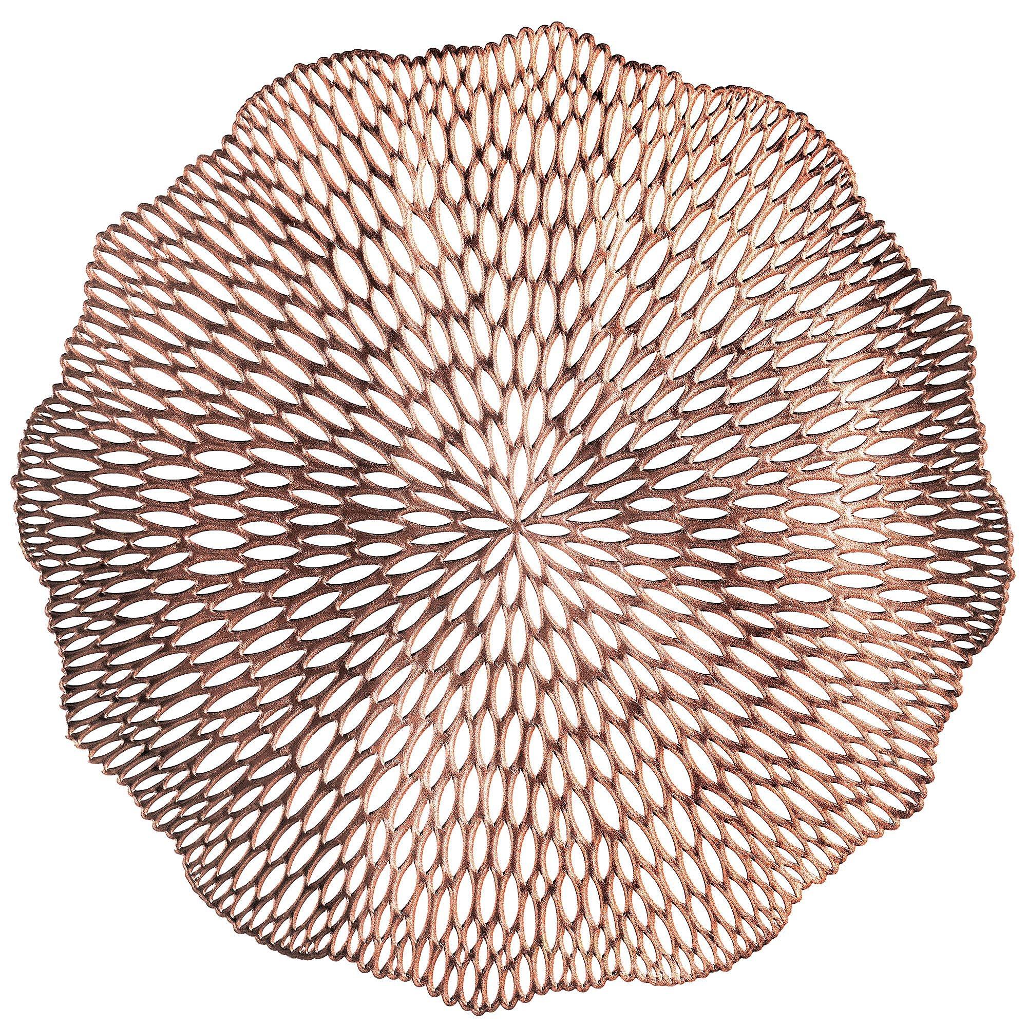 Metallic Rose Gold Floral Premium Vinyl Placemats. 14.5in. 4ct
