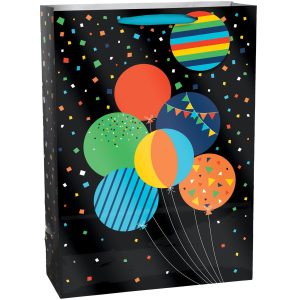 Super Large Night of Balloons Birthday Paper Gift Bag. 16.75in x 23.75