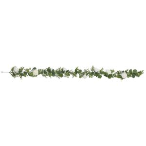 White Roses and Leaves Wedding Garland. 6ft