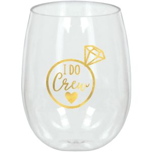 I Do Crew Stemless Wine Glass. 17.9oz - Wedding