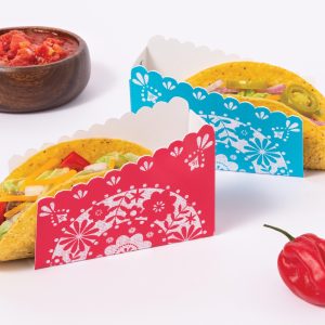 Fiesta Viva la Party Cardstock Taco Holders. 3.2in x 4.7in. 12ct
