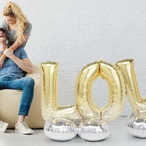 AirLoonz Gold Love Balloon Phrase Yard Decoration Kit
