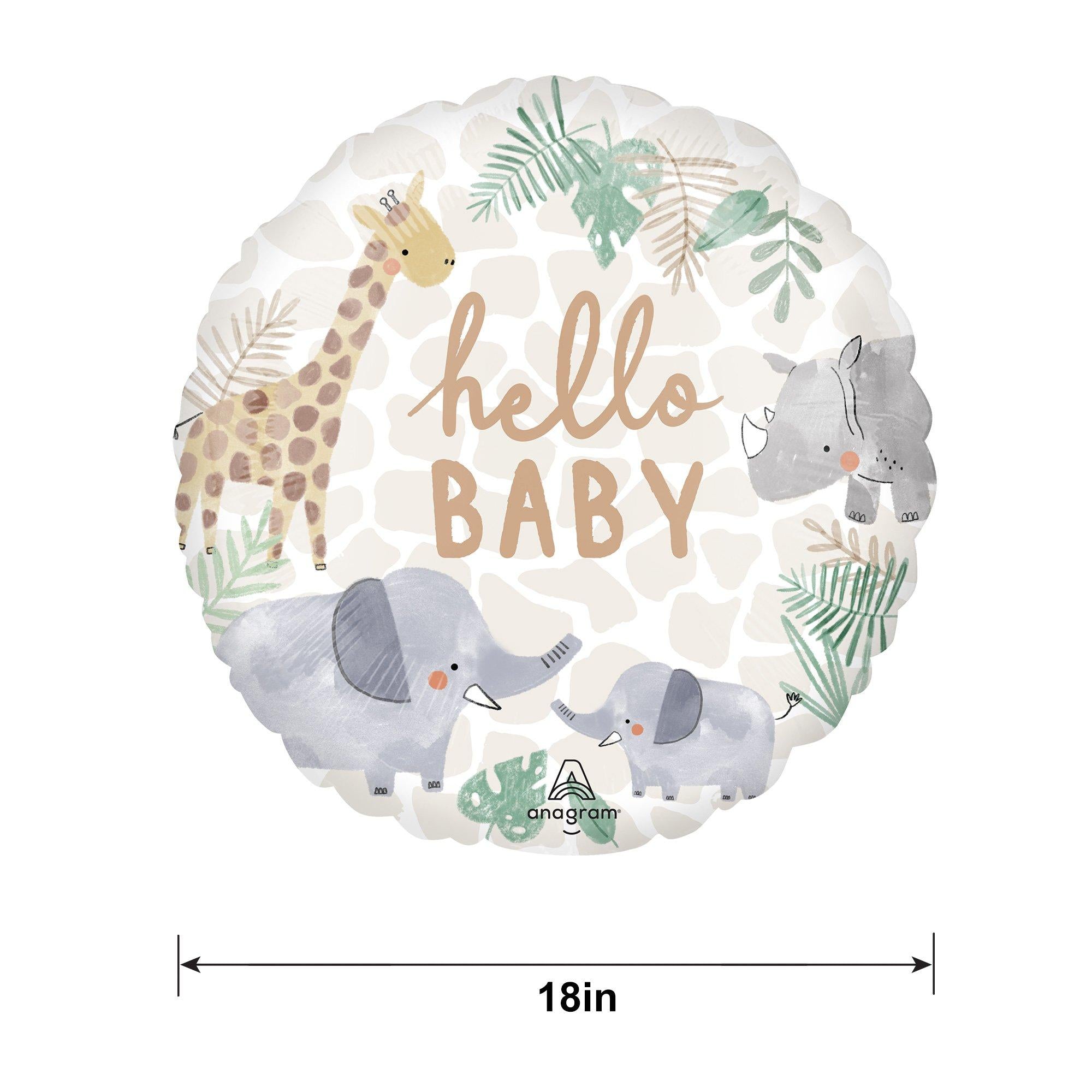Hello Baby Soft Jungle Round Foil Balloon. 18in - Image 4