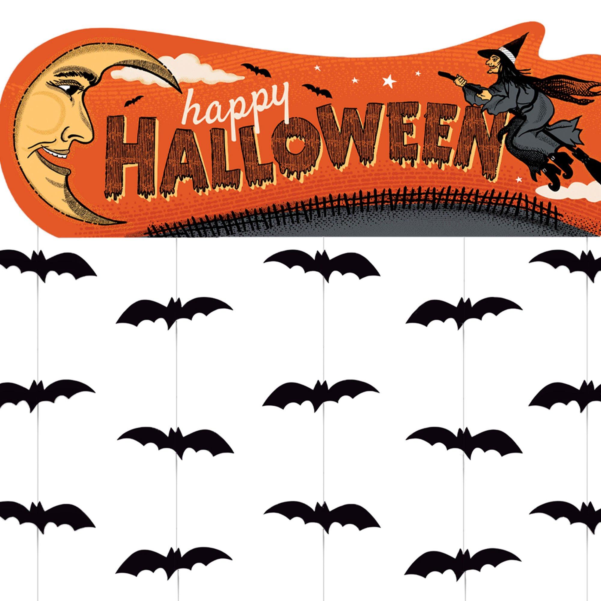 Vintage Halloween Cardstock Door Curtain. 3.25ft x 6.41ft - Image 3