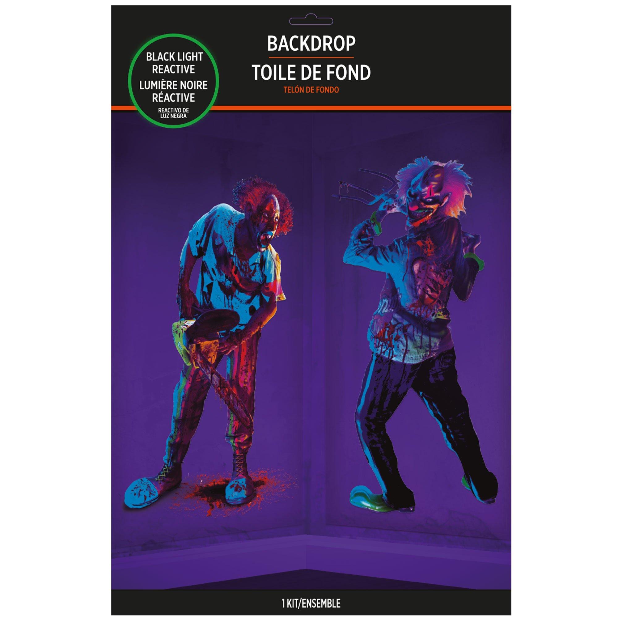 Creepy Carnival Black Light Reactive Plastic Scene Setter Backdrop. 5.58ft x 5.41ft. 2pc - Image 7
