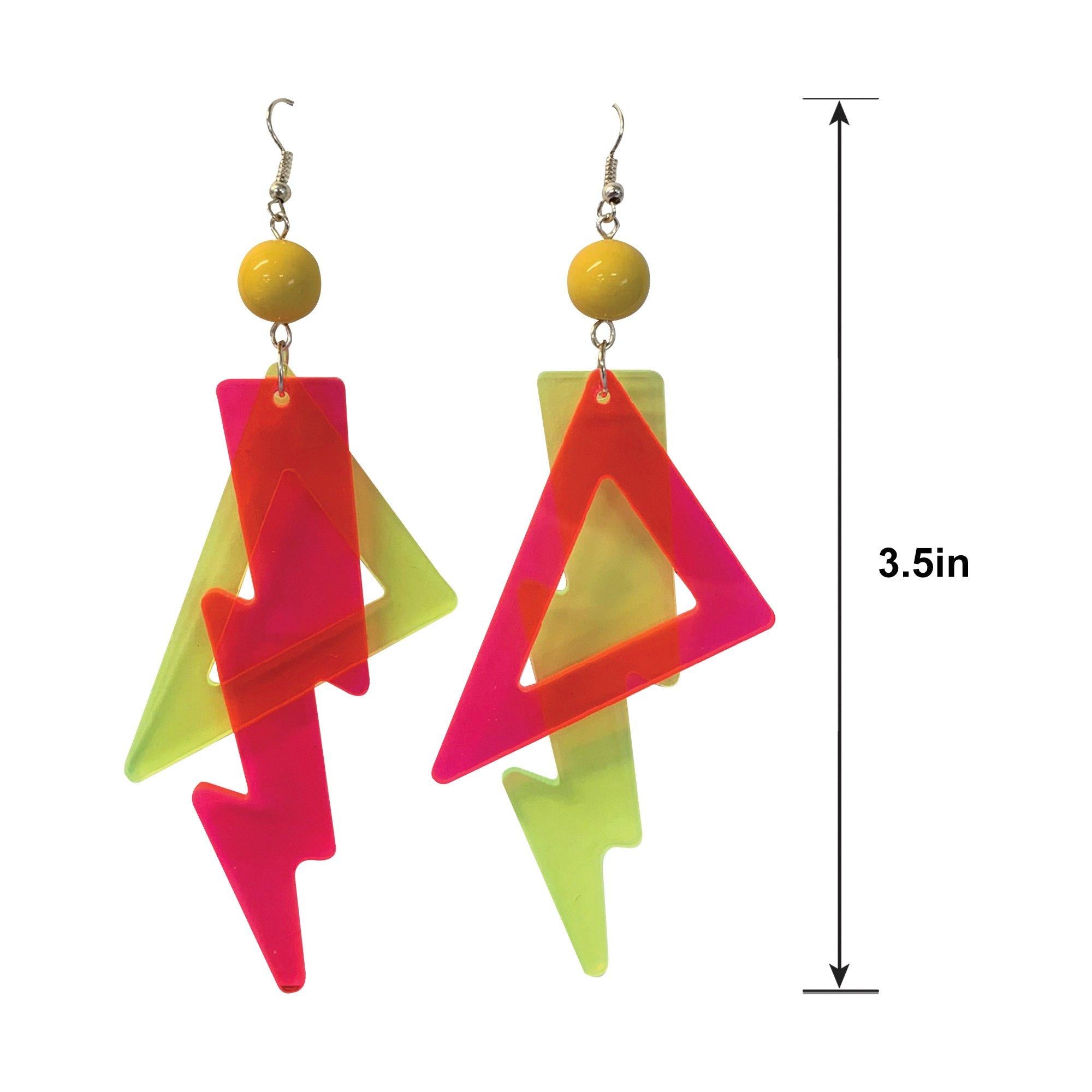 Neon 80s Lightning Bolt Earrings - Image 4