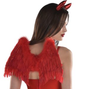 Adult Red Feather Devil Wings