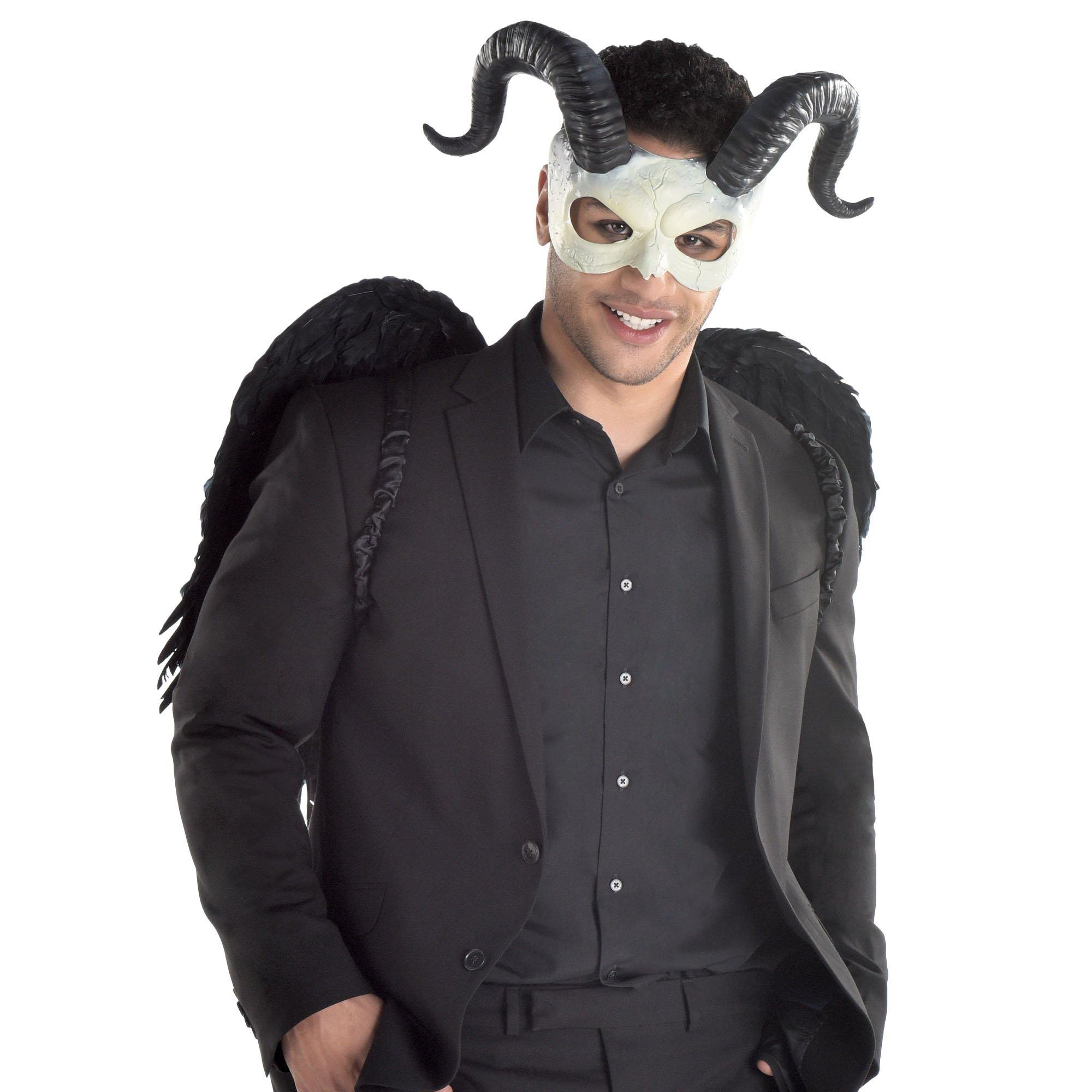 Adult Horned Ram Skull Plastic Half Mask - Image 3