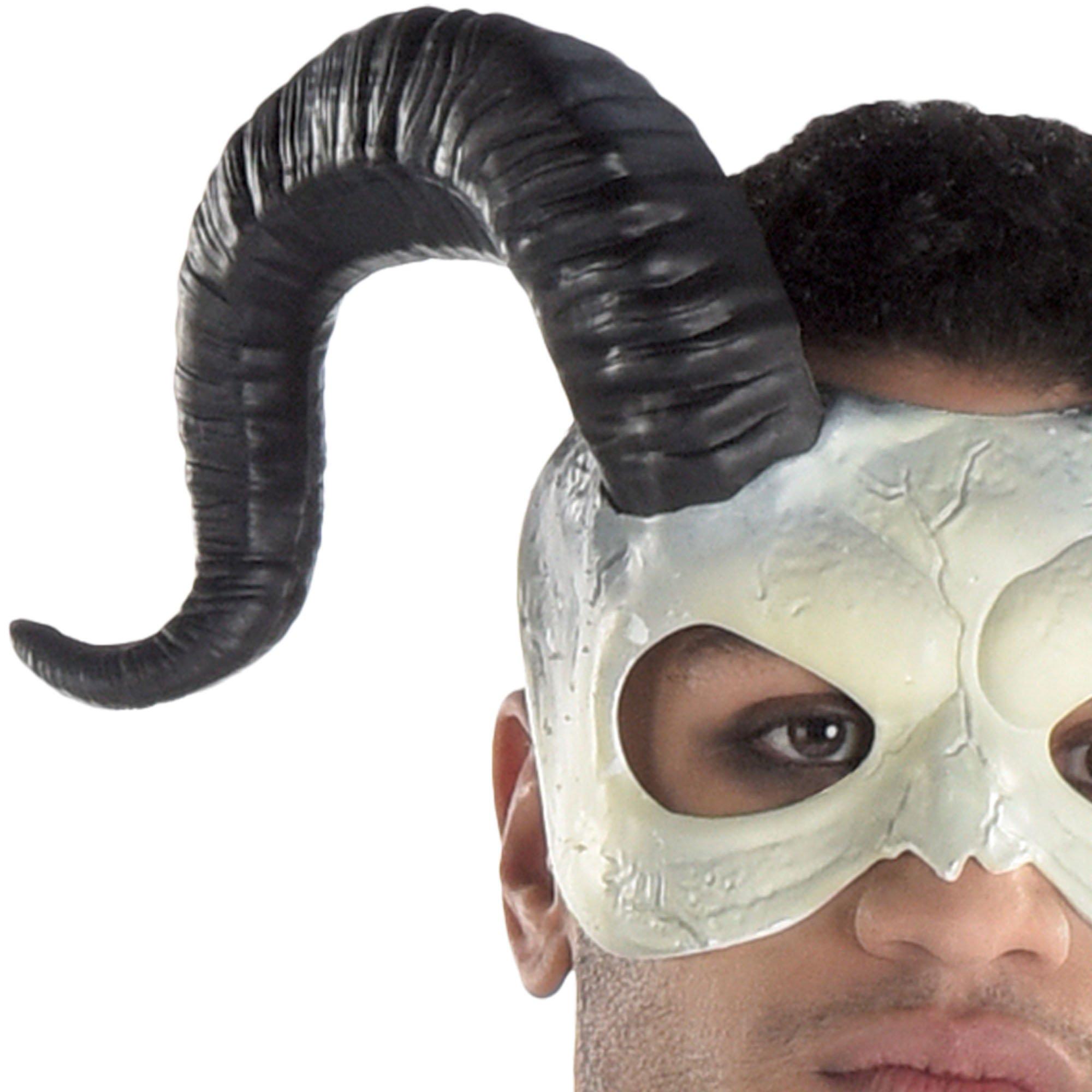 Adult Horned Ram Skull Plastic Half Mask - Image 4