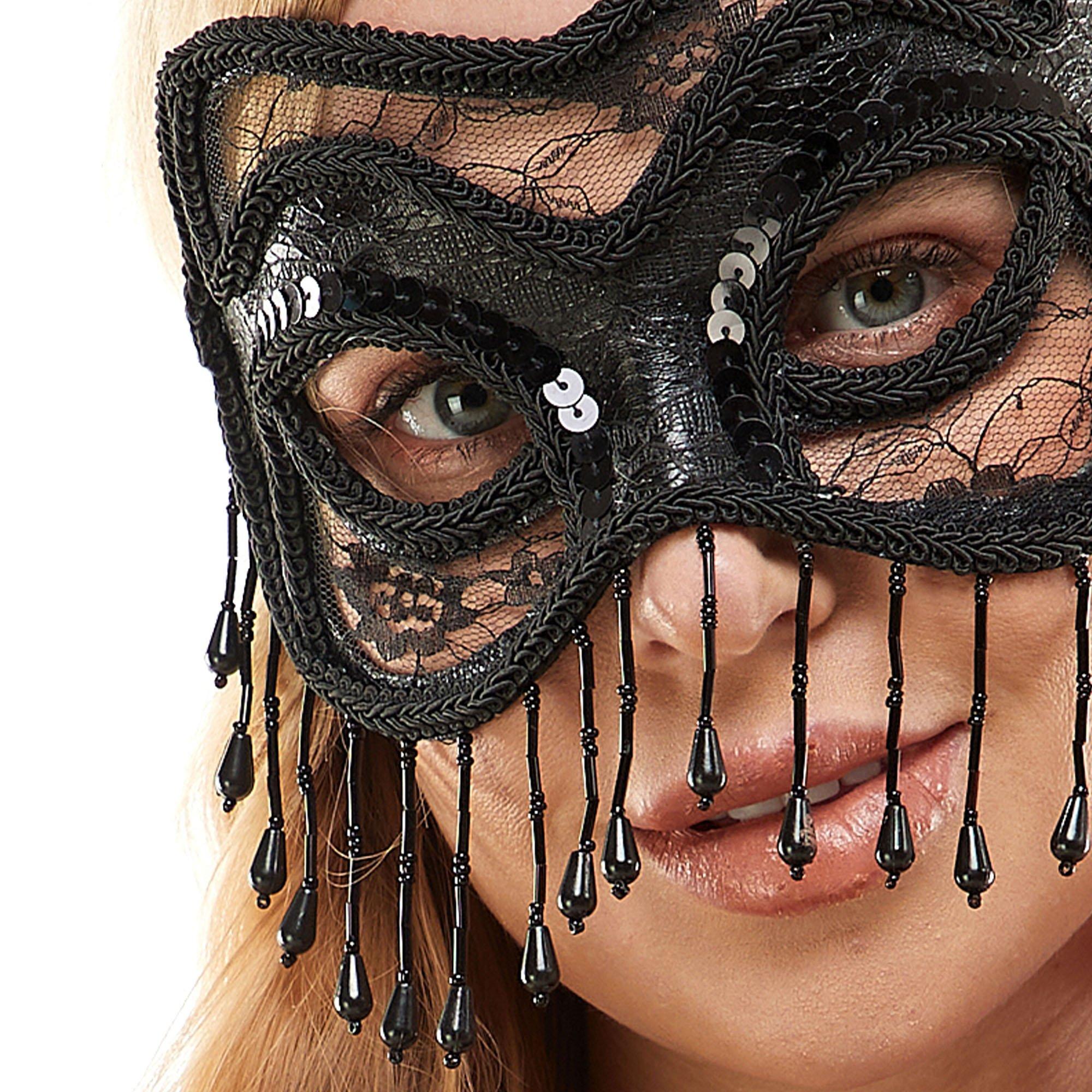 Adult Black Lace Cat Masquerade Mask - Image 2