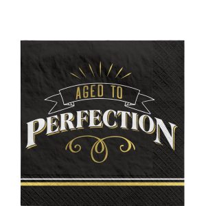 Black & Gold Aged to Perfection Birthday Paper Lunch Napkins. 6.5in. 16ct - Better With Age