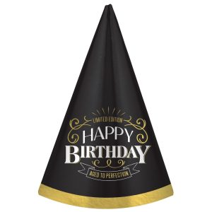 Black & Gold Better With Age Birthday Party Hat. 7.5in