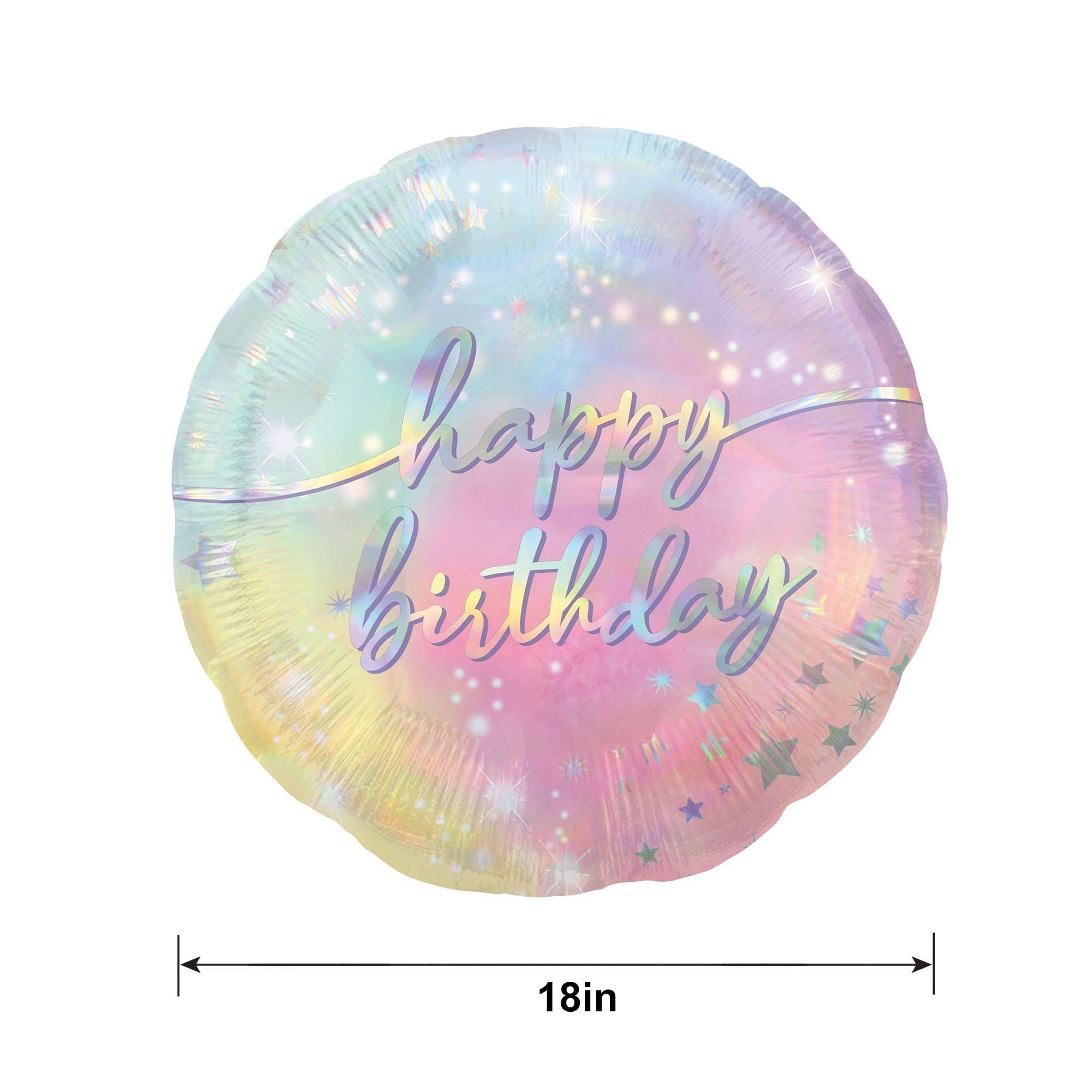 Iridescent Luminous Happy Birthday Foil Balloon. 18in - Image 4