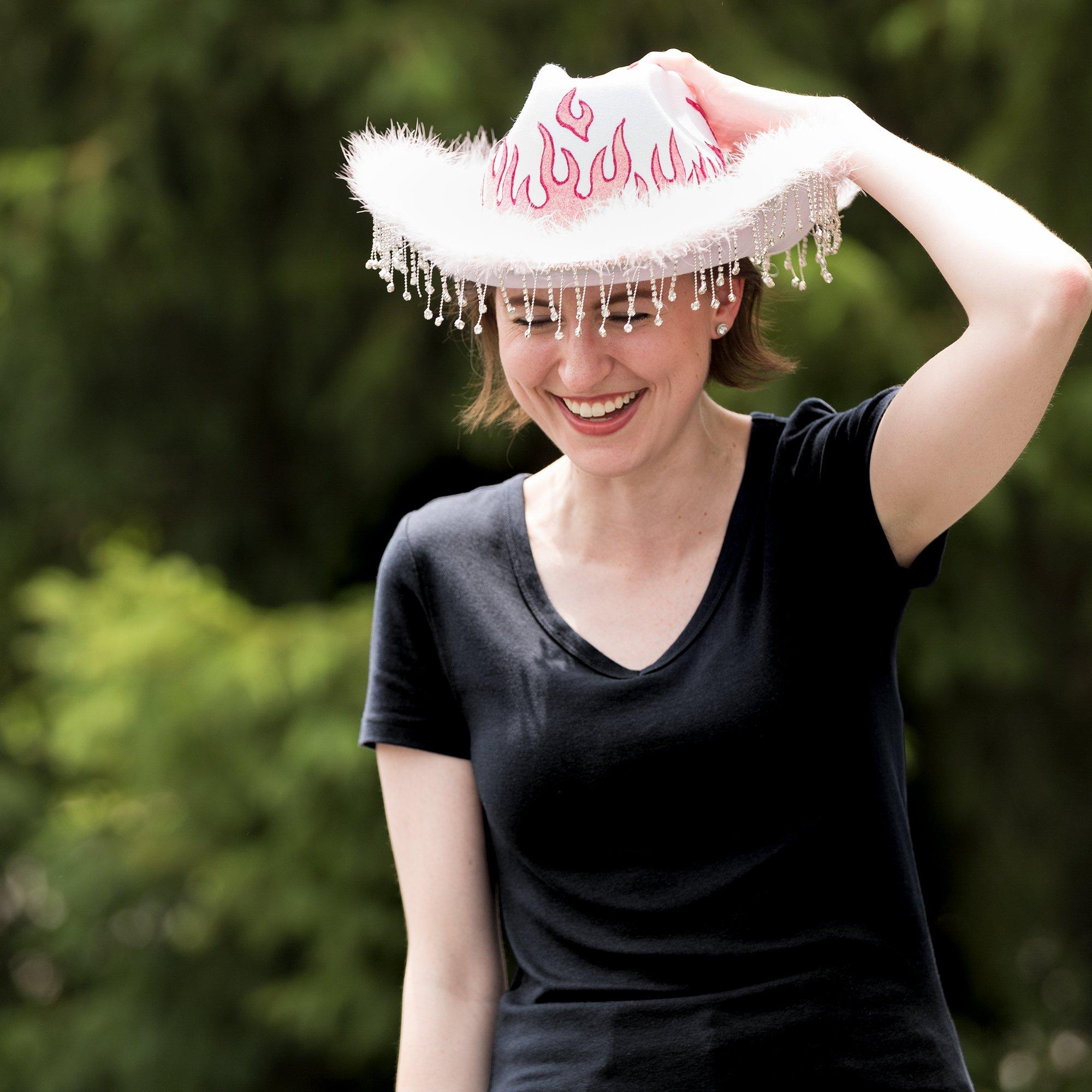 Adult Pink Flame Fabric Cowboy Hat - Image 5
