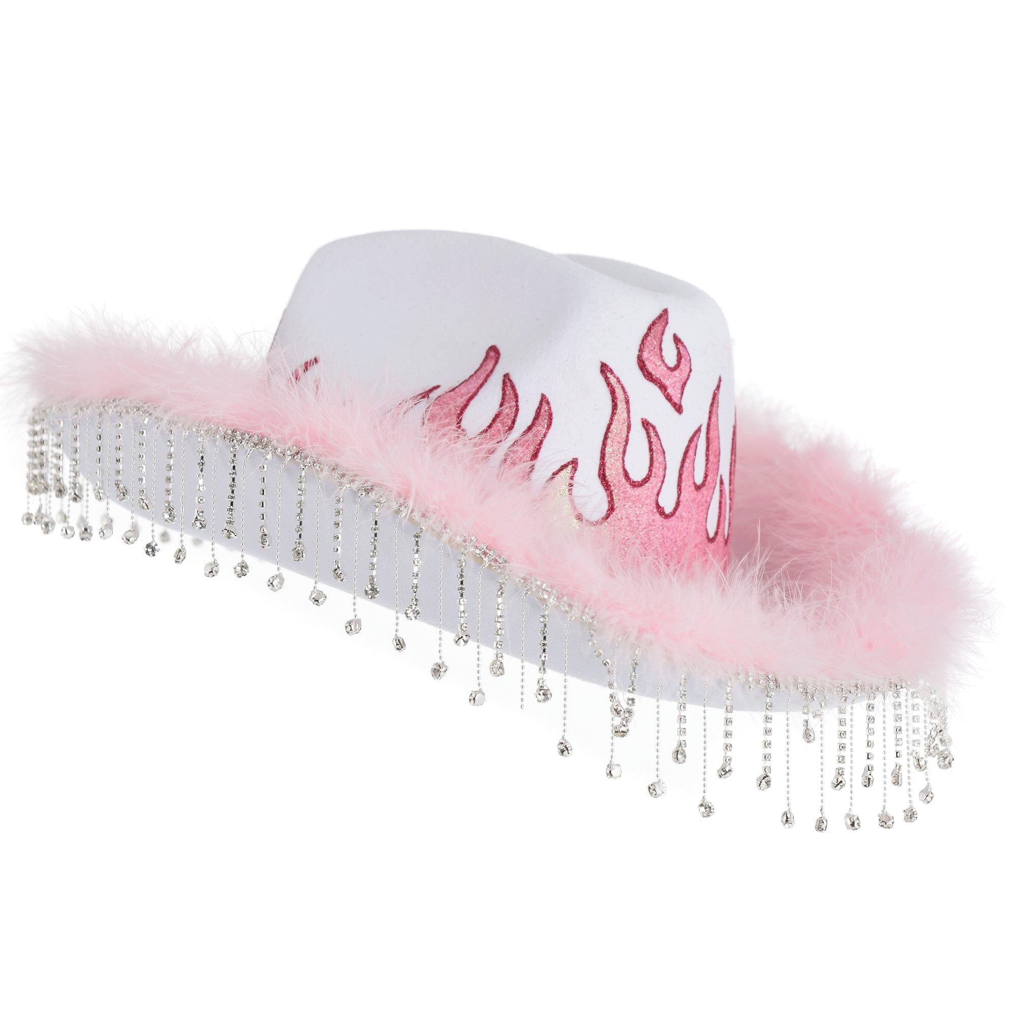Adult Pink Flame Fabric Cowboy Hat - Image 3