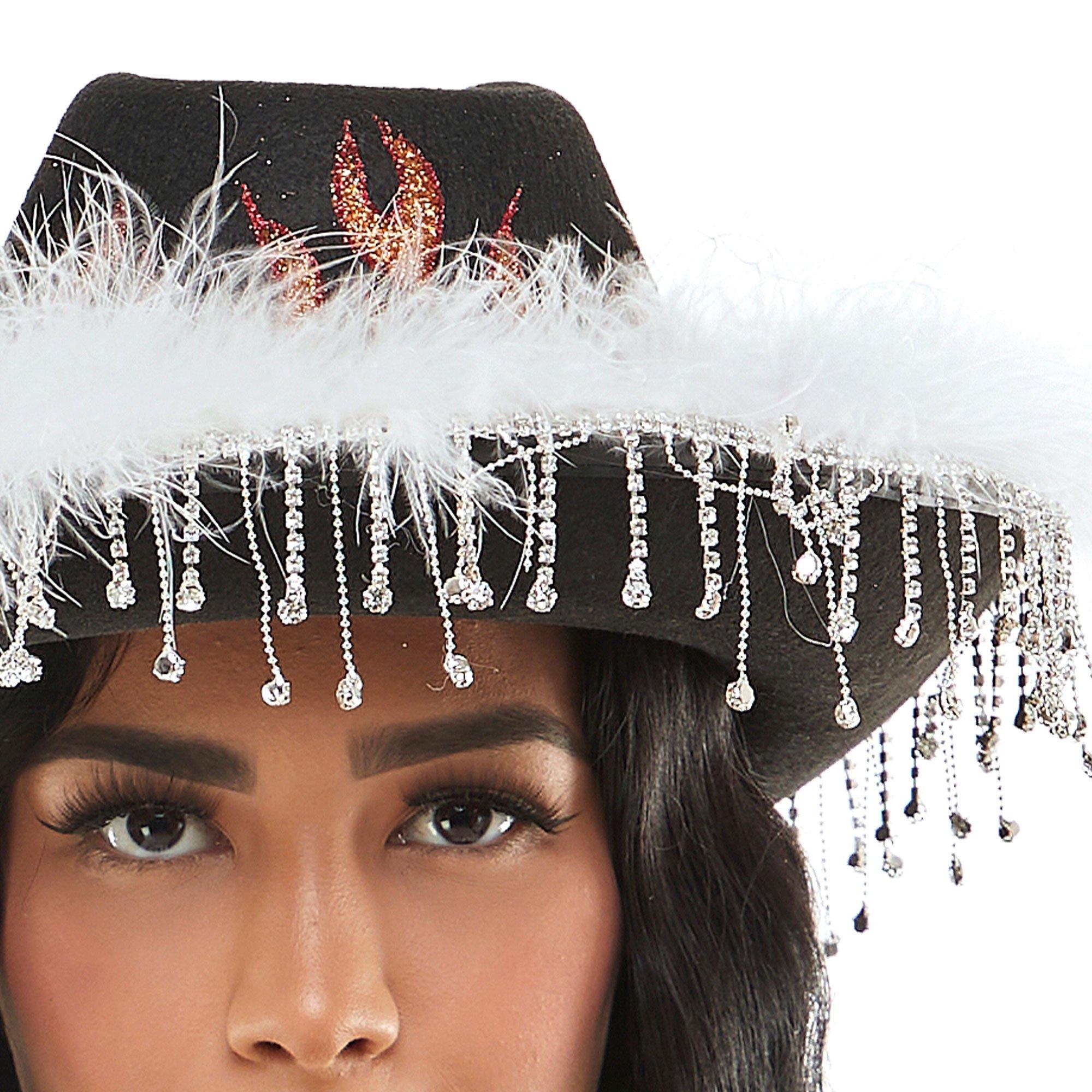 Rhinestone Flames Black Cowboy Hat - Image 2