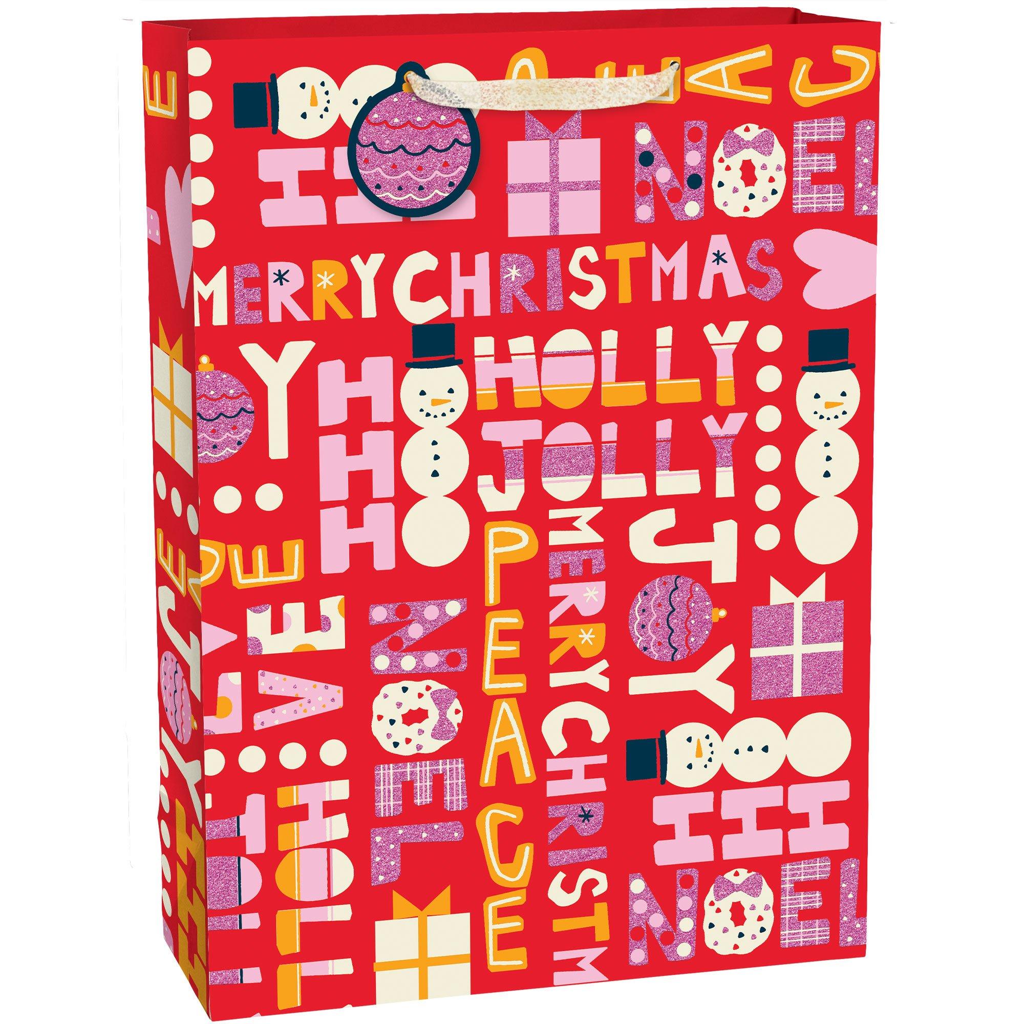 Holly Jolly Christmas Paper Gift Bag. 20in x 28in