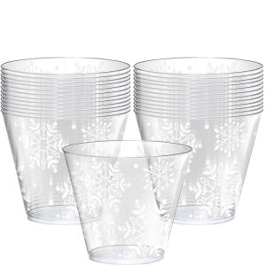 Dancing Snowflakes Plastic Tumblers. 9oz. 40ct