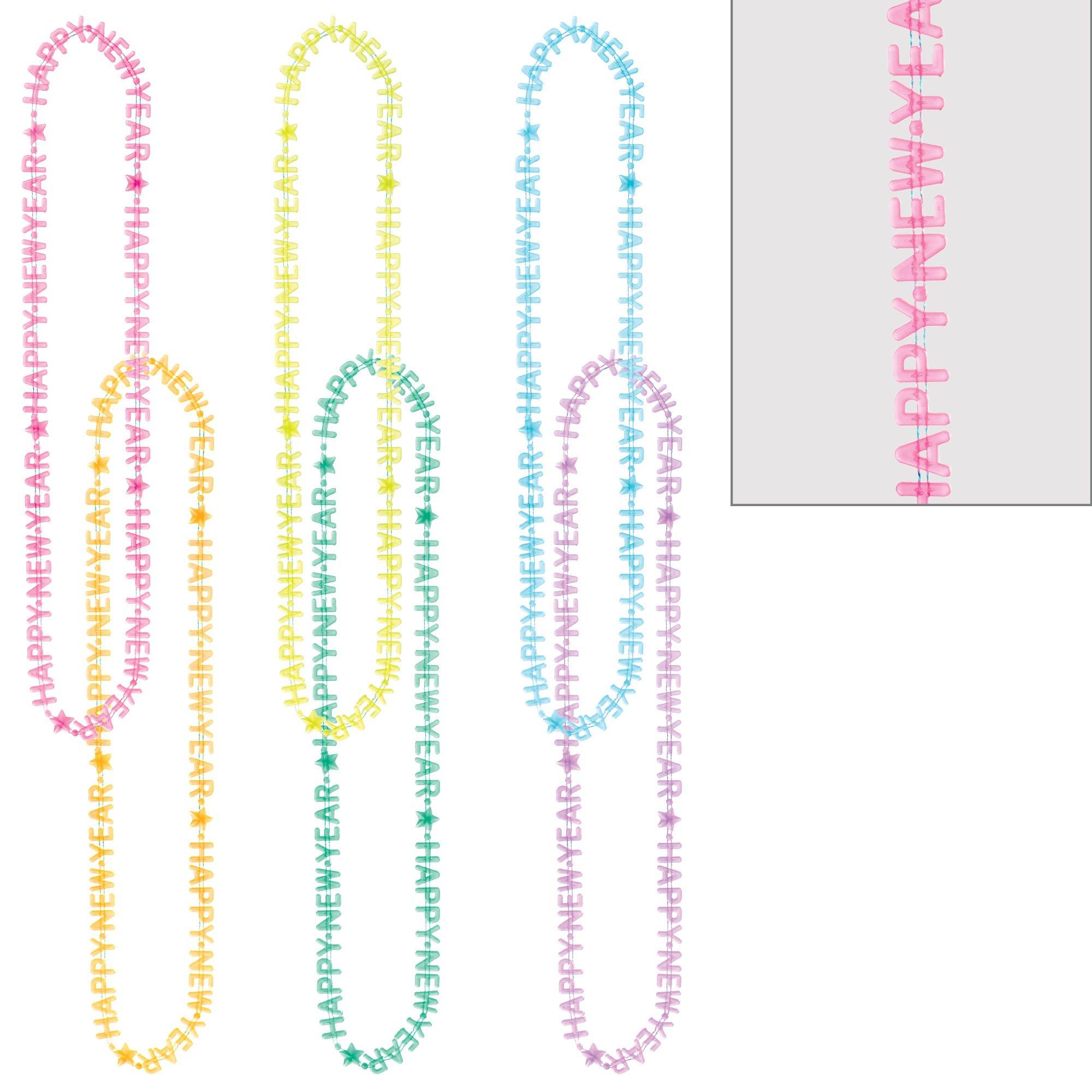 Glow-in-the-Dark Happy New Year Necklaces. 6ct