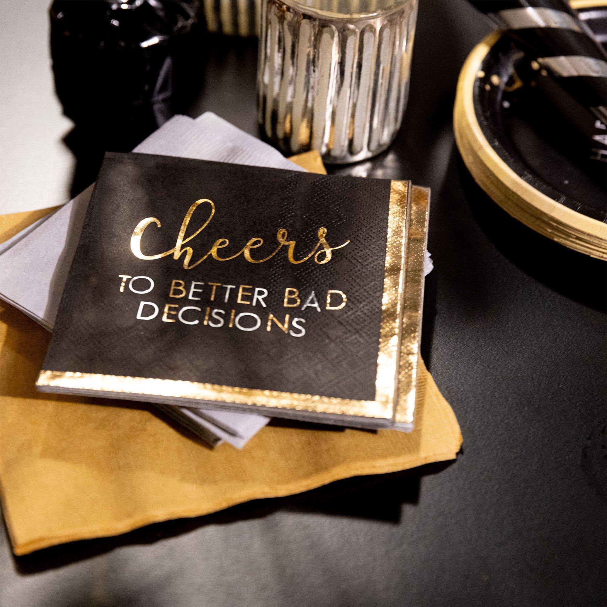 Cheers to Better Bad Decisions New Year's Eve Beverage Napkins. 5in. 16ct - Image 3