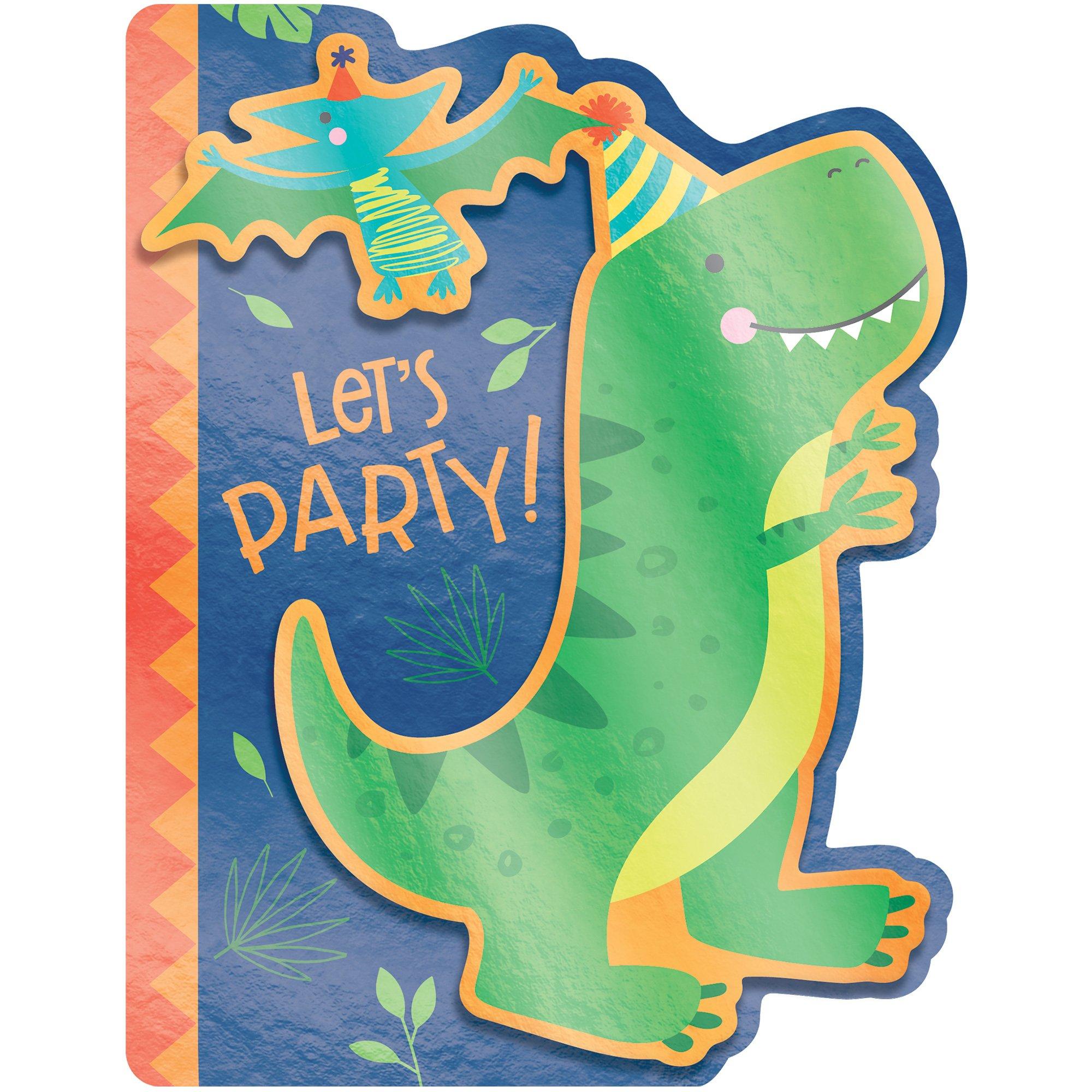 Dino-Mite Let's Party Invitations. 8ct