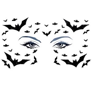 Glitter Black Bat Face Decals. 2pc