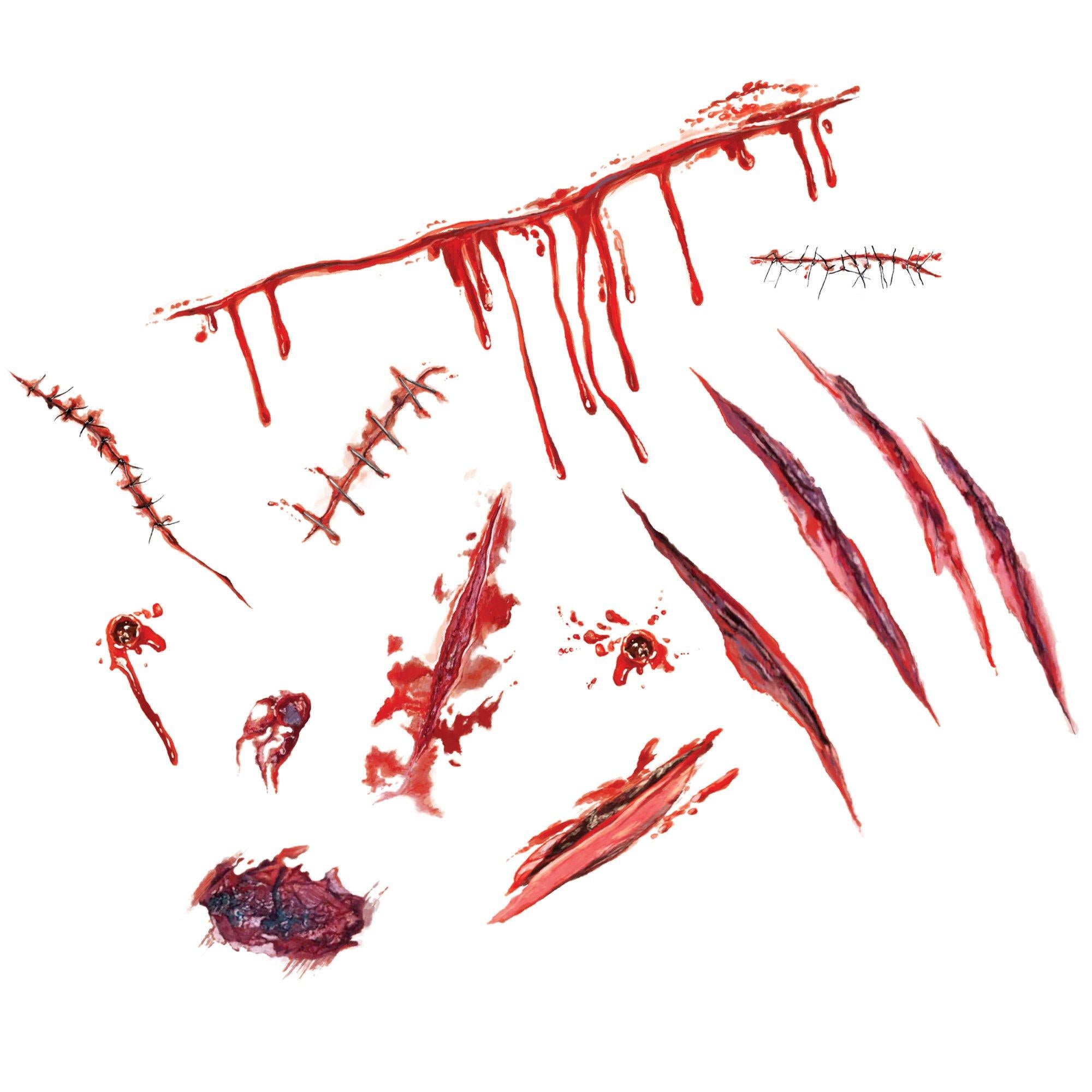 Bloody Cuts & Scrapes Temporary Tattoos. 14pc