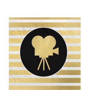 Metallic Gold Movie Projector Paper Lunch Napkins. 6.5in. 40ct - Awards Night
